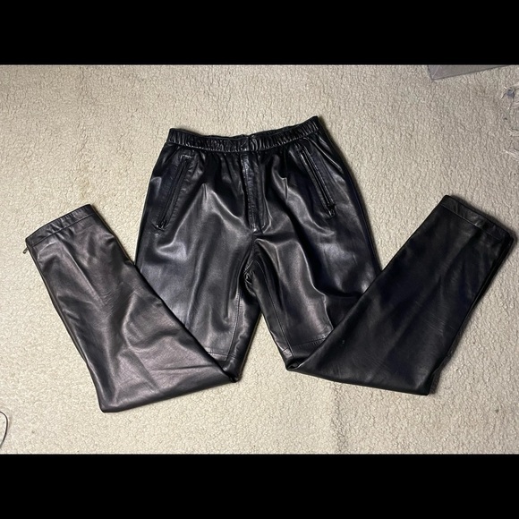 Vintage Ralph Lauren Polo Sport Women's Leg Leather Black Pants small - Picture 3 of 7